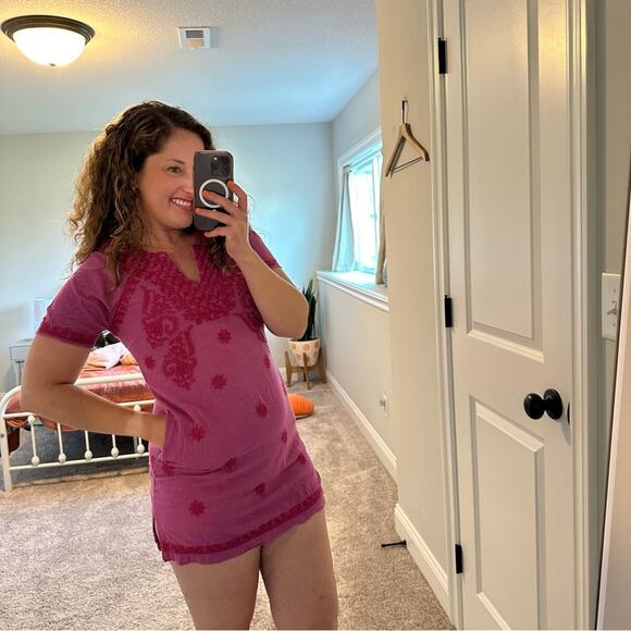 Tuckernuck Roller Rabbit Pink Floral Embroidered Mini Dress XS - Picture 4 of 13